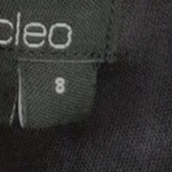 MAX & CLEO / Mixed Media Defined Waist Dress w/ Pockets Geometric Pattern B&W 8 - Picture 15 of 15